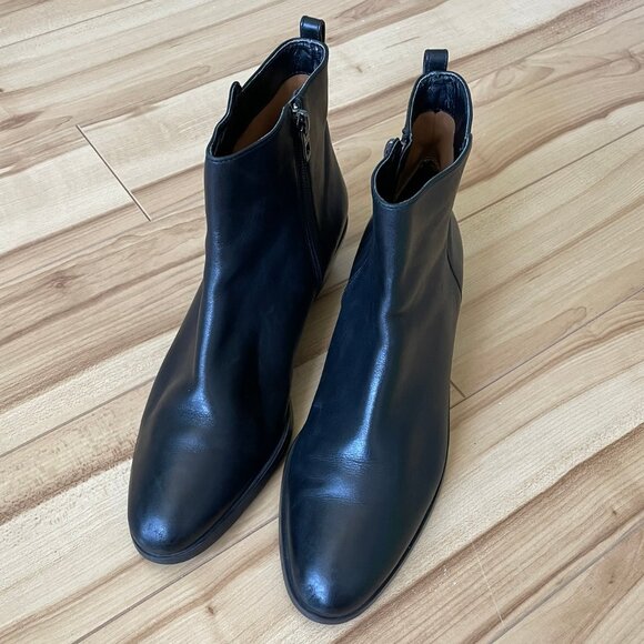 COACH Carmen Black Leather Booties Boots Zipper Pull Heel A01541 Women Size 9 B - Picture 7 of 16